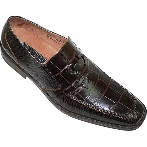 Fratelli Chocolate Brown Alligator / Lizard Print With Buckle Loafer Shoes 2283-02